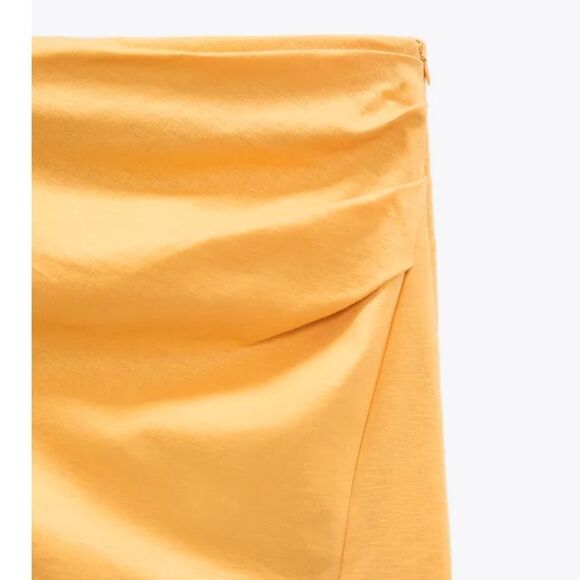 ZARA LINEN BLEND SKIRT WITH RUCHING - Picture 5 of 7